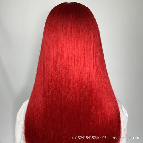 T Part Synthetic Lace Front Hair Wig Solid Colors Trendy Silky Straight Slight Yaki Long Length 4 Colors to Choose